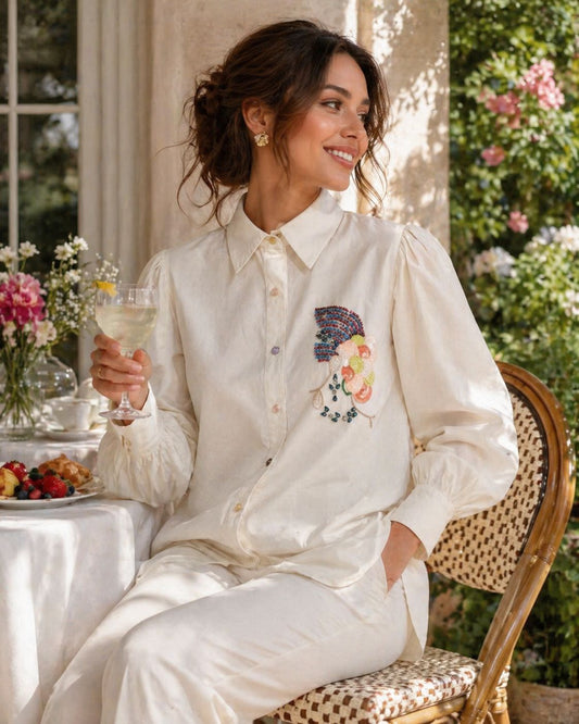 Gemma Embellished Organic Cotton Co-ord Set for Women