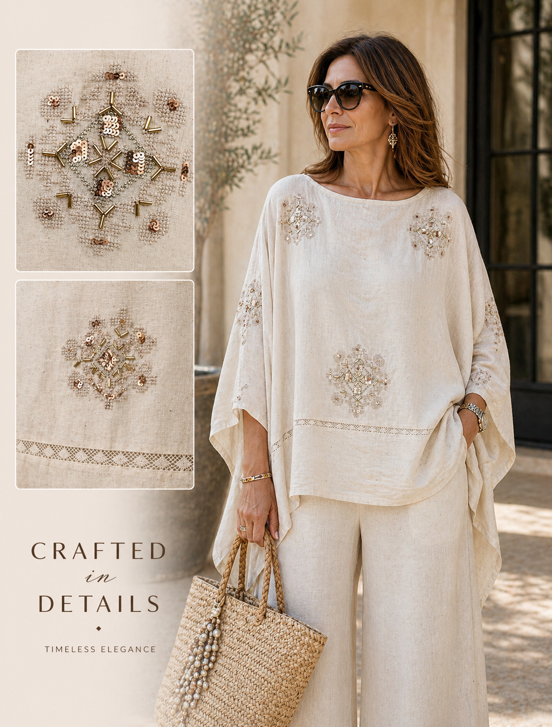 Lino Embroidered Cotton Linen Co-ord Set for Women